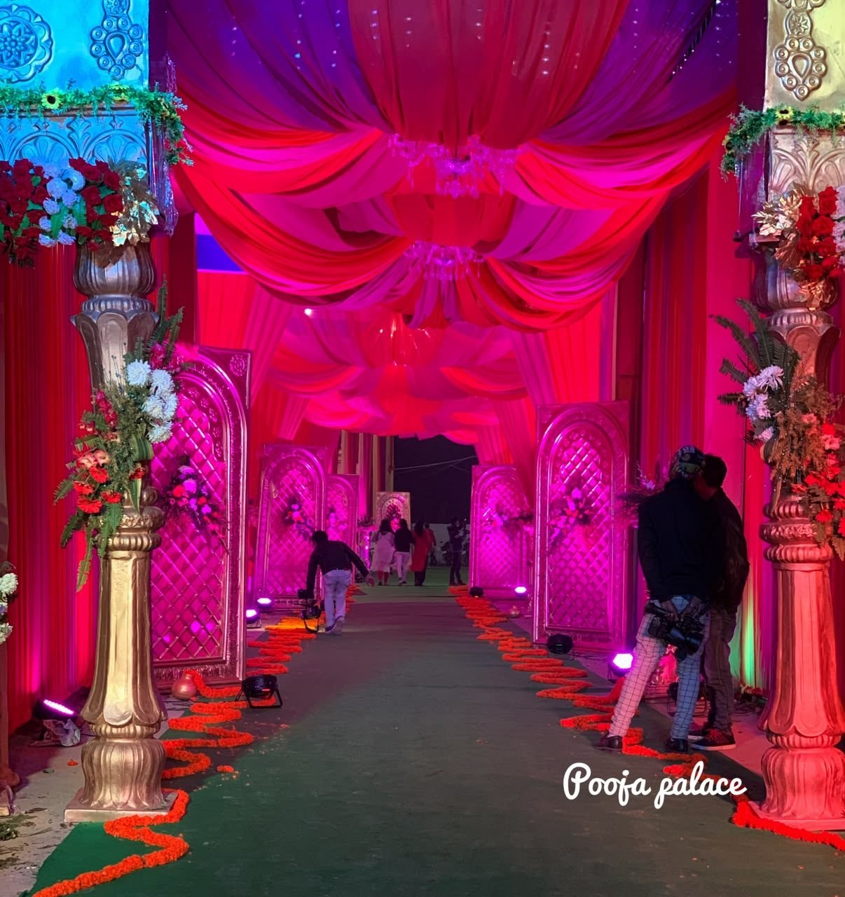 Pink illuminated event entrance
